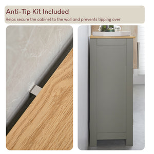 Priano 2-Drawer 2-Door Freestanding Cabinet - Grey & Oak