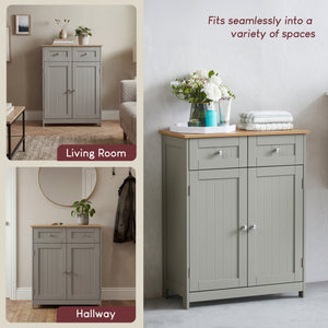 Priano 2-Drawer 2-Door Freestanding Cabinet - Grey & Oak
