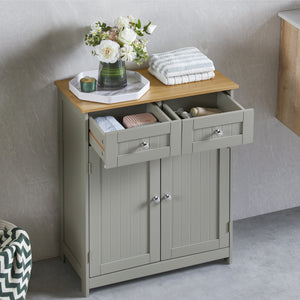Priano 2-Drawer 2-Door Freestanding Cabinet - Grey & Oak