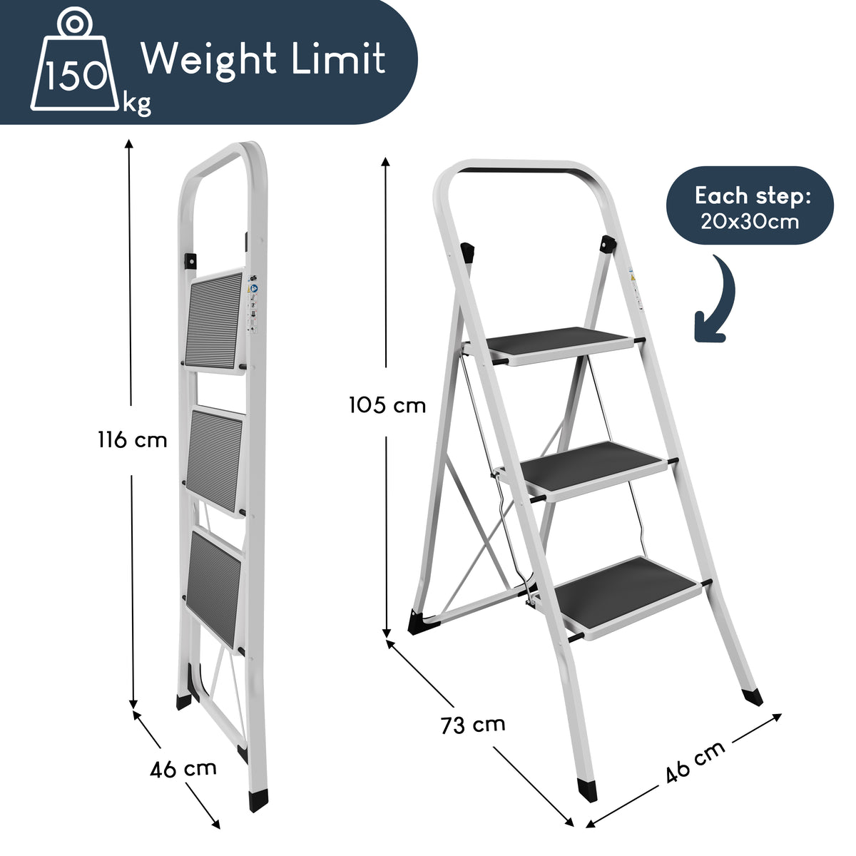 3-Step Ladder With Anti-Slip Mat