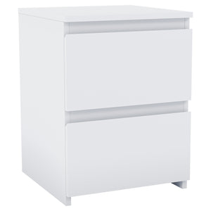 Denver 2 Drawer Bedside Table, White