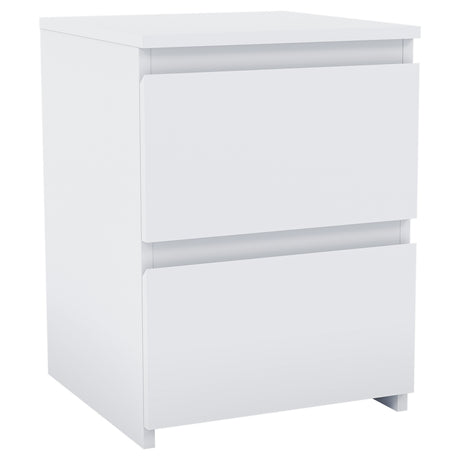 Denver 2 Drawer Bedside Table, White