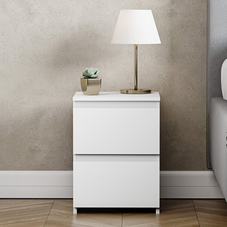 Denver 2 Drawer Bedside Table, White
