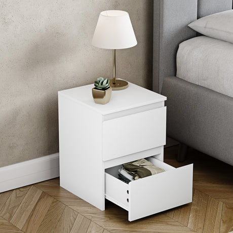 Denver 2 Drawer Bedside Table, White

