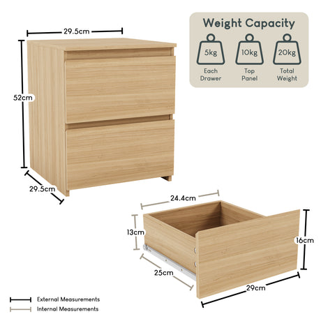 Denver Bedside Chest Table, Pine