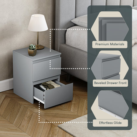 Denver Bedside Chest Table, Grey
