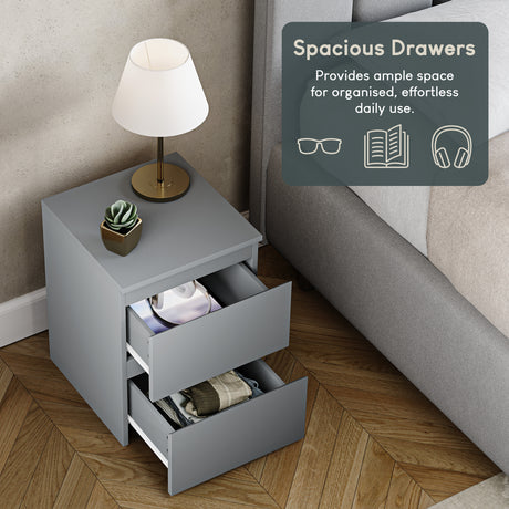 Denver Bedside Chest Table, Grey
