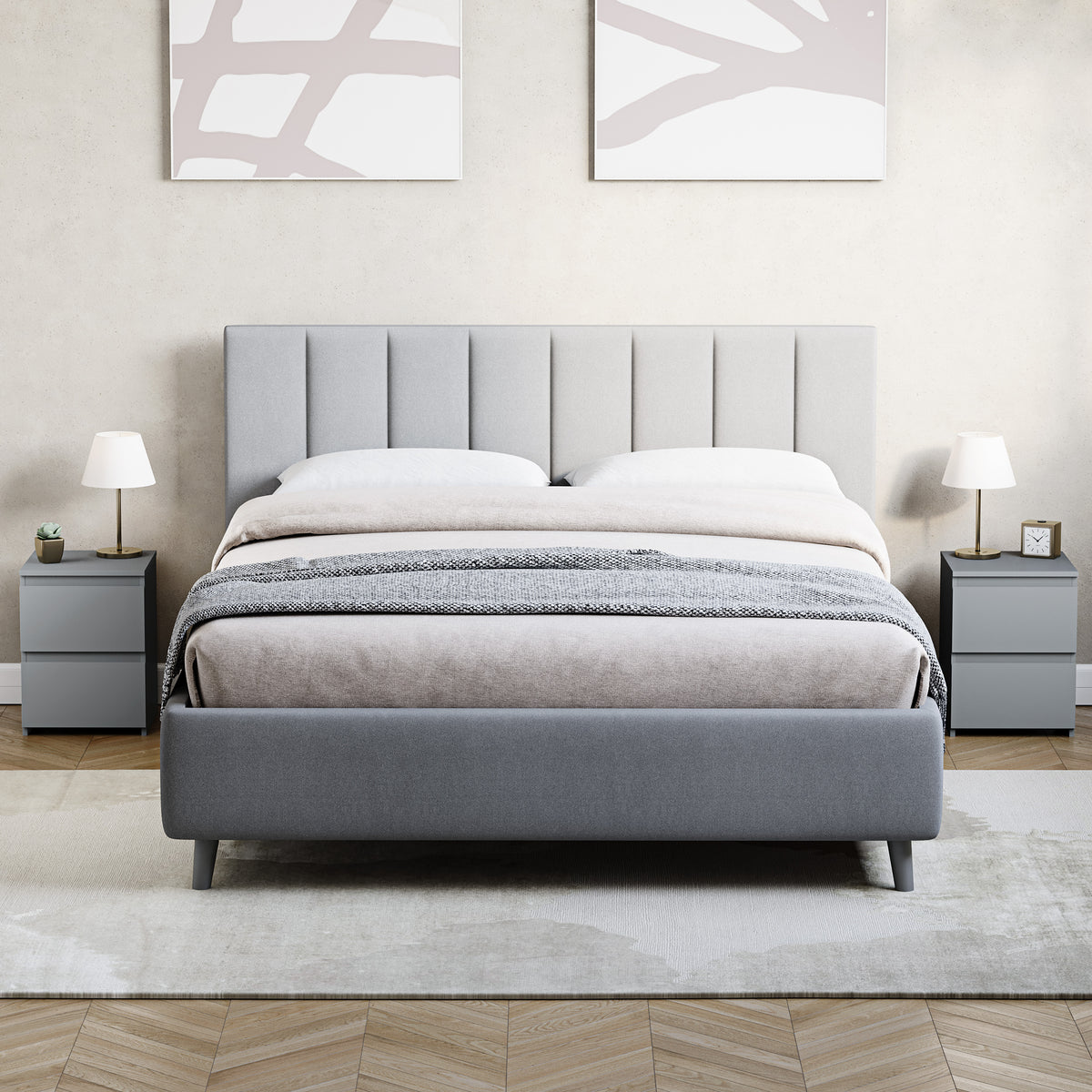 Denver Bedside Chest Table, Grey
