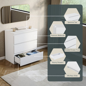 Denver Chest of 3 Drawers, White