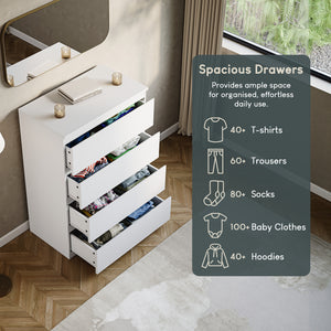 Denver Chest of 4 Drawers, White