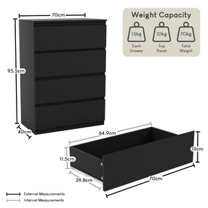 Denver Chest of 4 Drawers, Black
