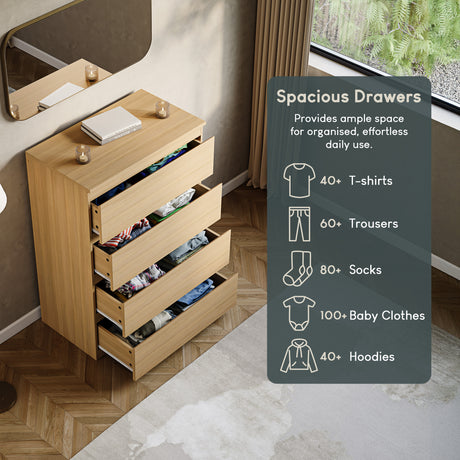 Denver Chest of 4 Drawer, Pine