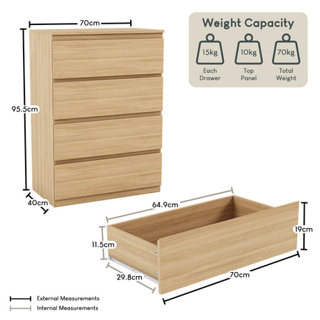 Denver Chest of 4 Drawer, Pine