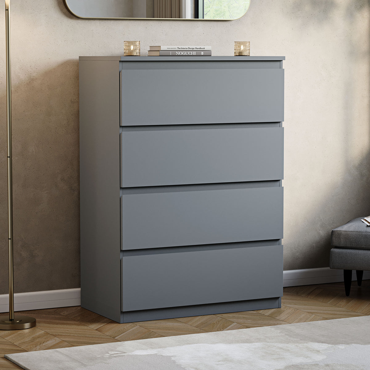 Denver Chest of 4 Drawers, Grey
