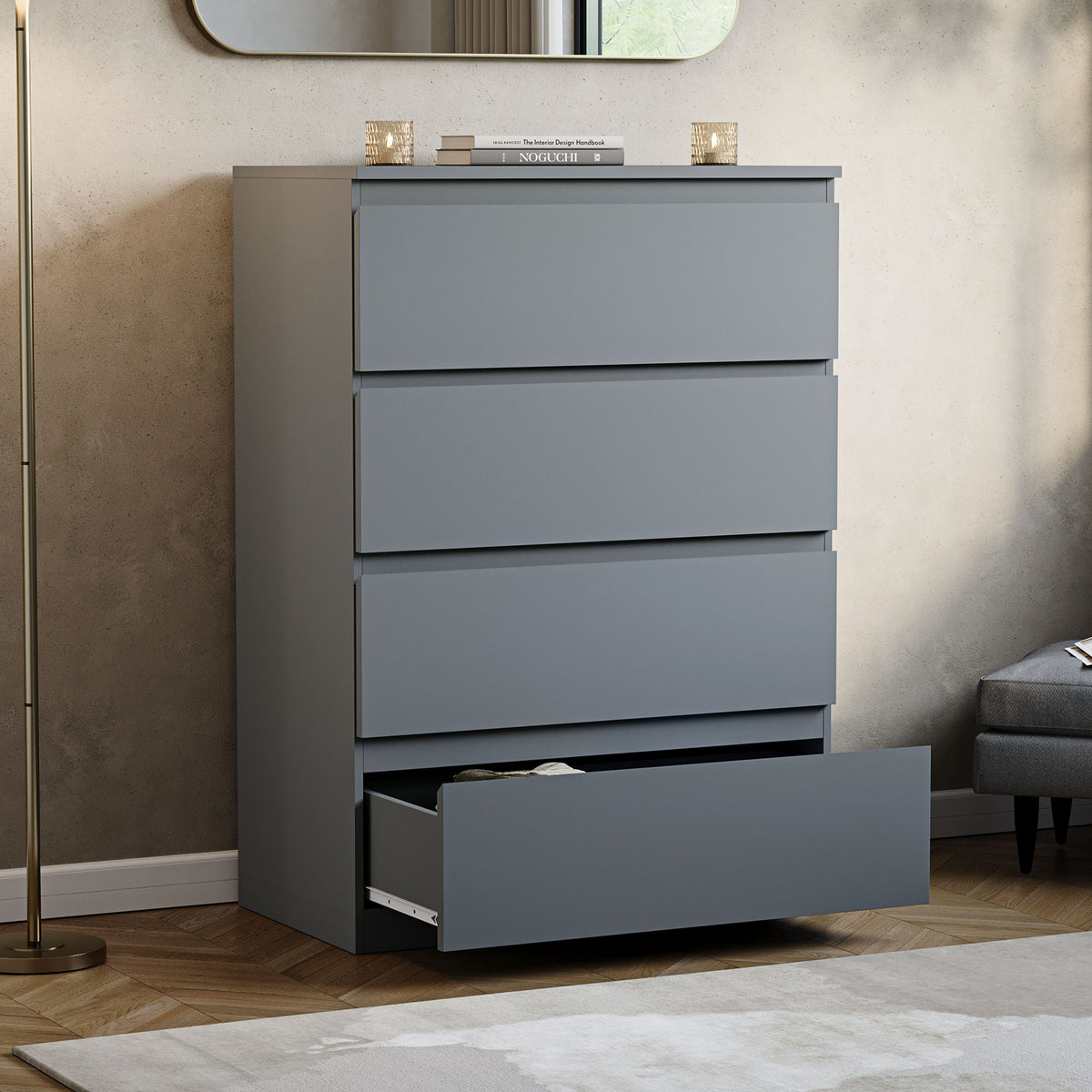 Denver 4-Drawer Chest, Grey