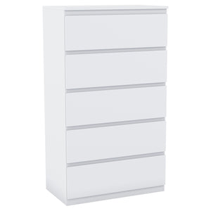 Denver Chest of 5 Drawer, White