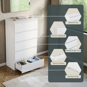 Denver Chest of 5 Drawer, White