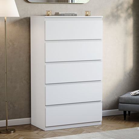 Denver Chest of 5 Drawer, White
