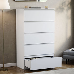 Denver Chest of 5 Drawer, White