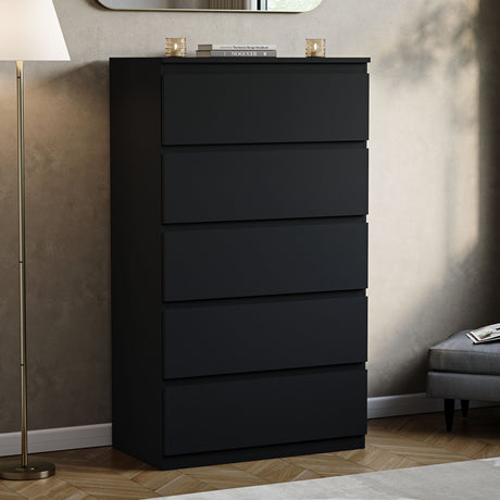 Denver Chest of 5 Drawer, Black
