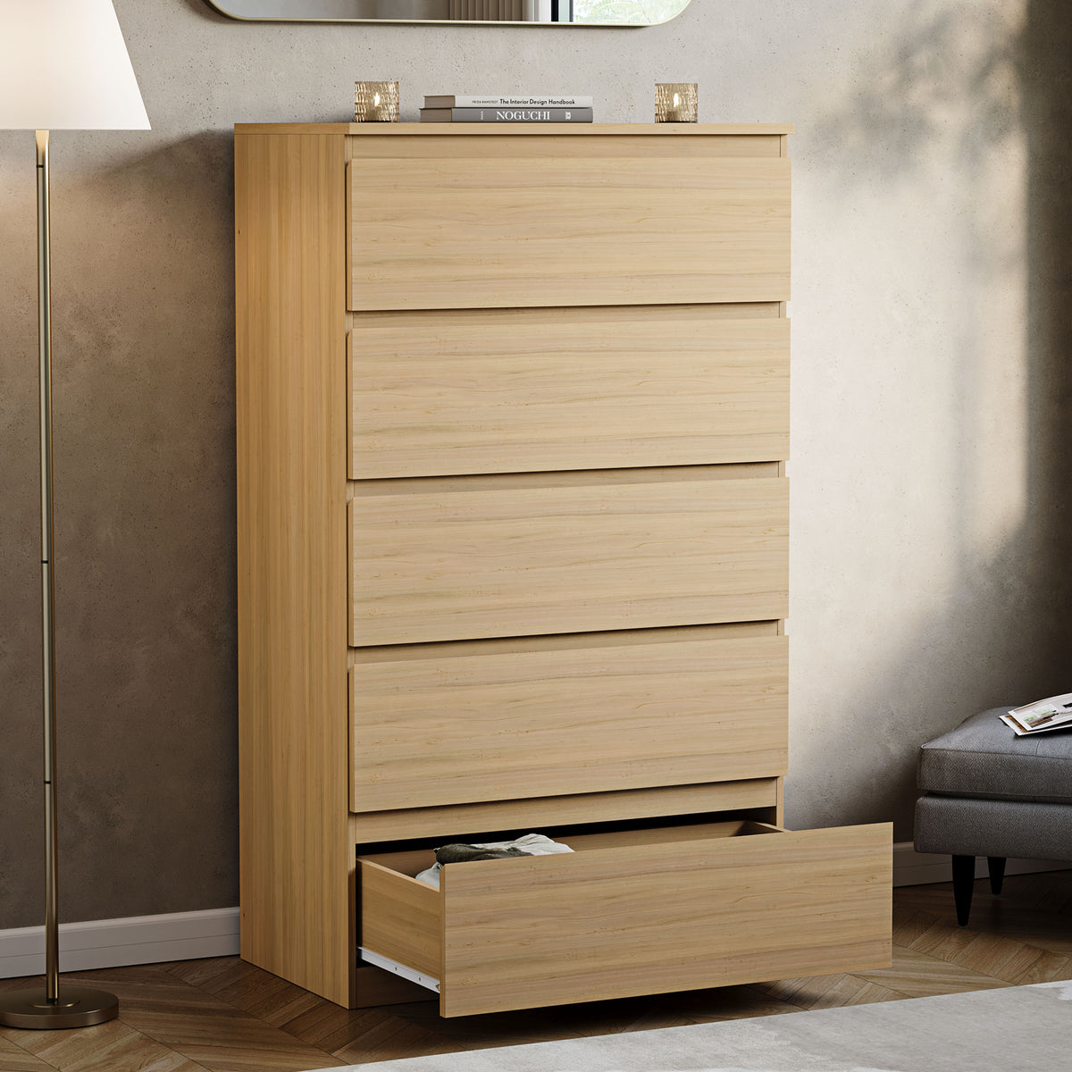Denver Chest of 5 Drawers, Pine
