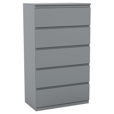 Denver Chest of 5 Drawers, Grey