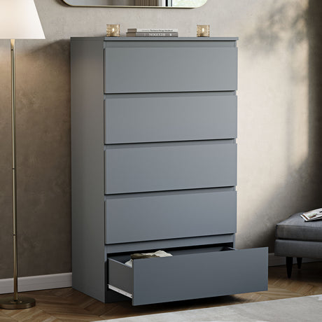 Denver Chest of 5 Drawers, Grey