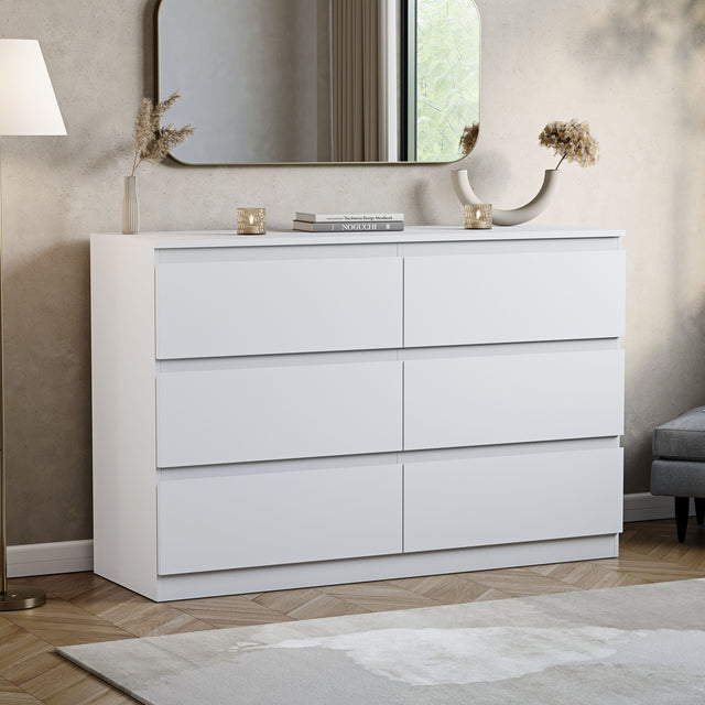 Denver Chest of 6 Drawers, White
