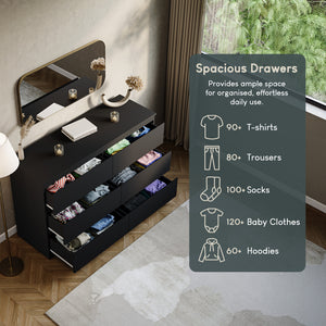 Denver Chest of 6 Drawers, Black