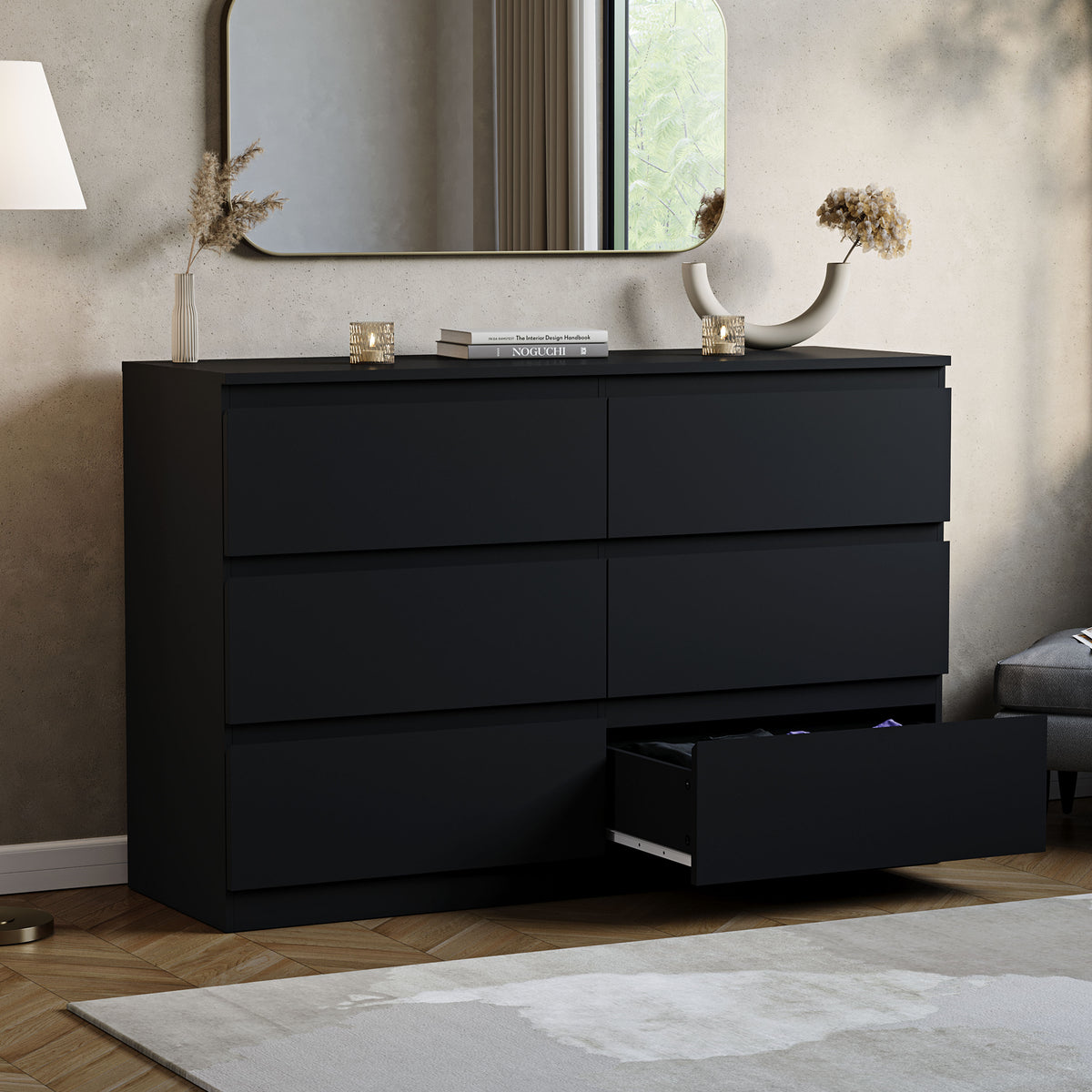 Denver Chest of 6 Drawers, Black
