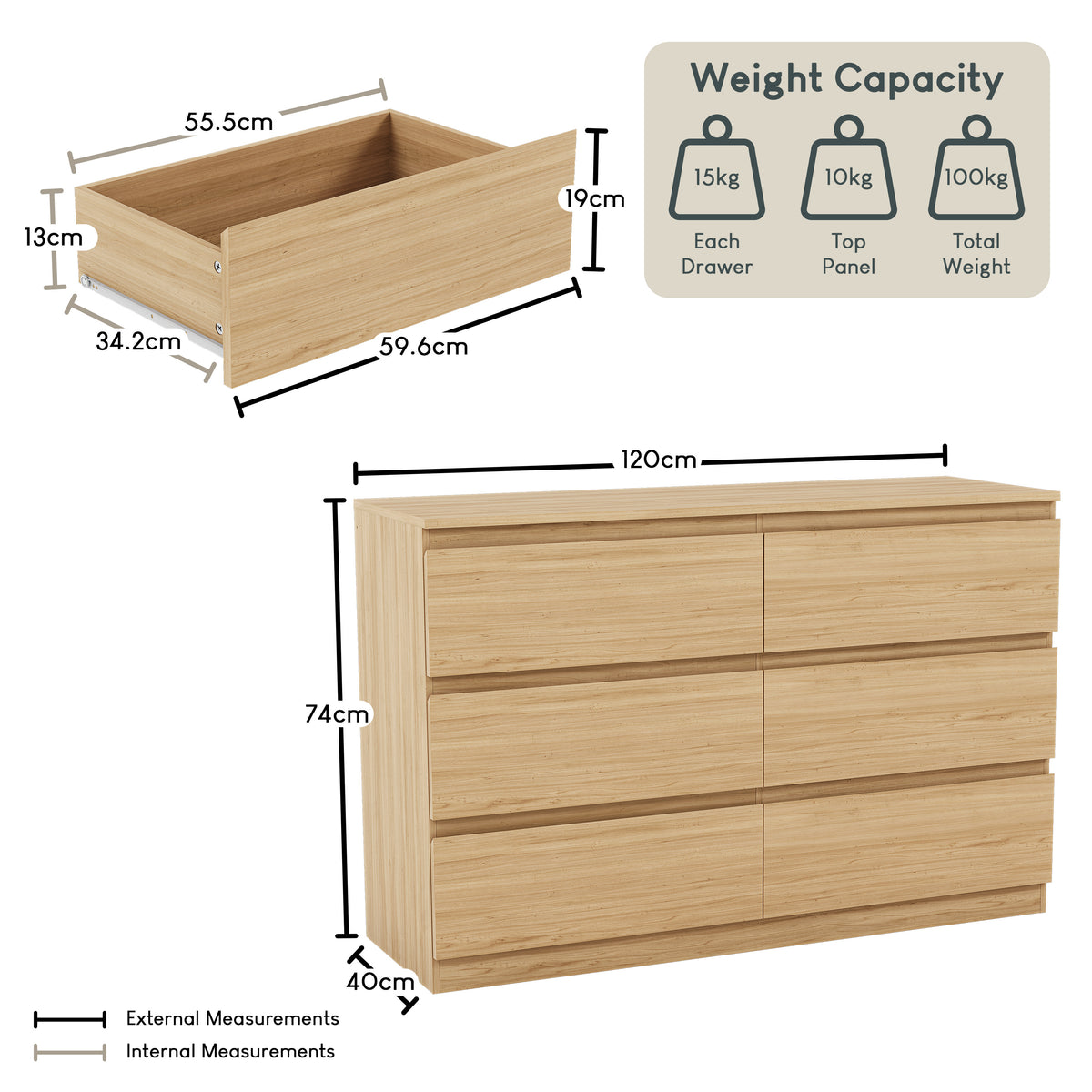 Denver Chest of 6 Drawer, Pine