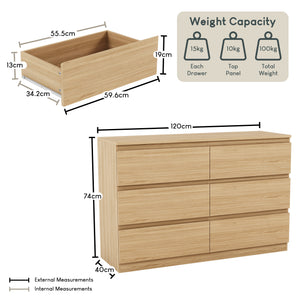 Denver Chest of 6 Drawer, Pine