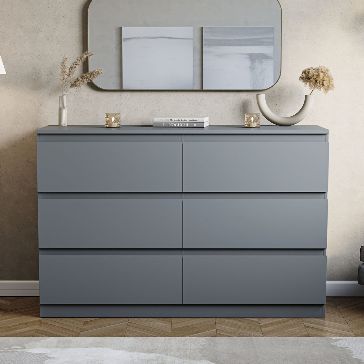 Denver 6-Drawer Chest, Grey