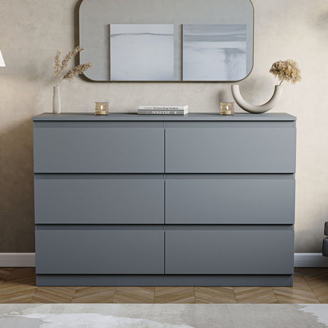 Denver Chest of 6 Drawer, Grey