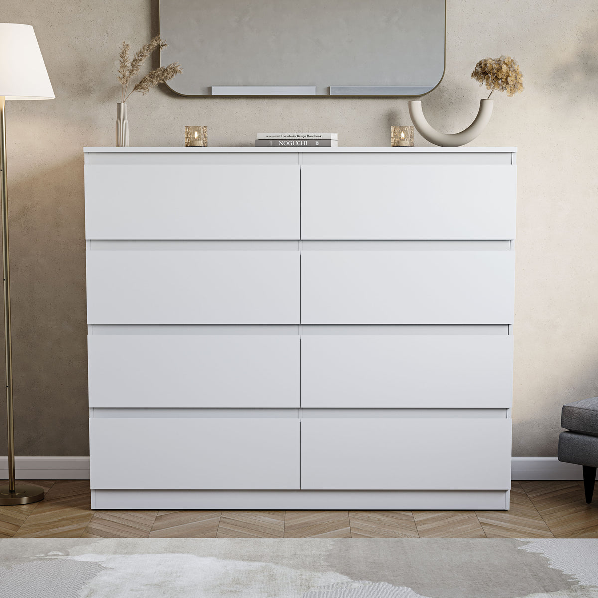 Denver Chest of 8 Drawers, White