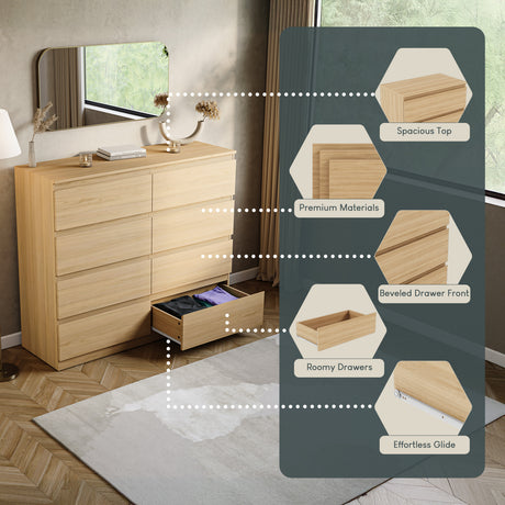Denver Chest of 8 Drawers, Pine