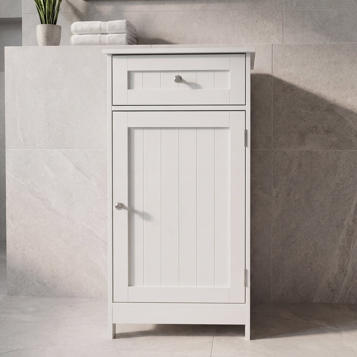 1 Door 1 Drawer Freestanding Cabinet, White