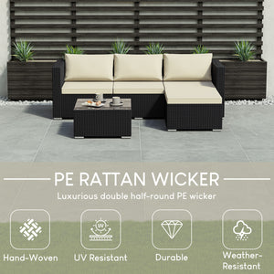Hampton 4-Seater Corner Rattan Set, Black UKFR