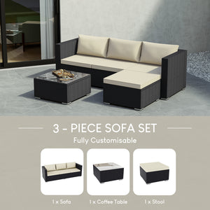 Hampton 4-Seater Corner Rattan Set, Black UKFR
