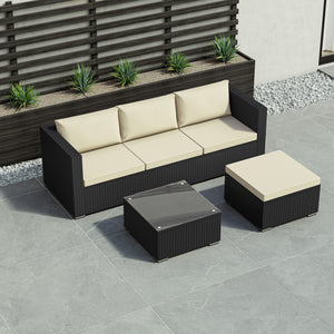 Hampton 4-Seater Corner Rattan Set, Black UKFR