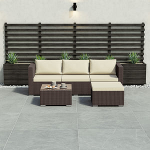 Hampton 4 Seater Corner Rattan Set, Brown & Outdoor Patio Furniture Cover