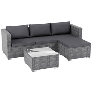 Hampton 4-Seater Corner Rattan Set, Grey UKFR