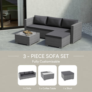 Hampton 4-Seater Corner Rattan Set, Grey UKFR