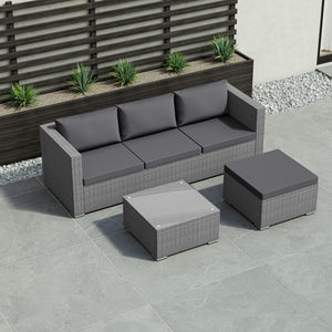 Hampton 4-Seater Corner Rattan Set, Grey UKFR