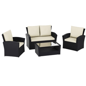 Mylor 4-Seater Rattan Set, Black UKFR
