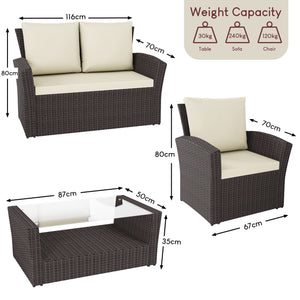 Mylor 4-Seater Rattan Set, Brown UKFR