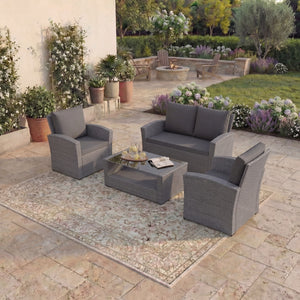 Mylor 4-Seater Rattan Set, Grey UKFR