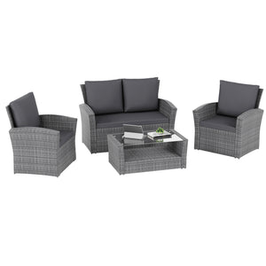 Mylor 4-Seater Rattan Set, Grey UKFR