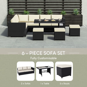Belgrave 9 Seater Rattan Set, Black UKFR
