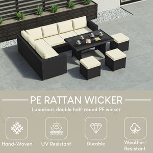 Belgrave 9 Seater Rattan Set, Black UKFR
